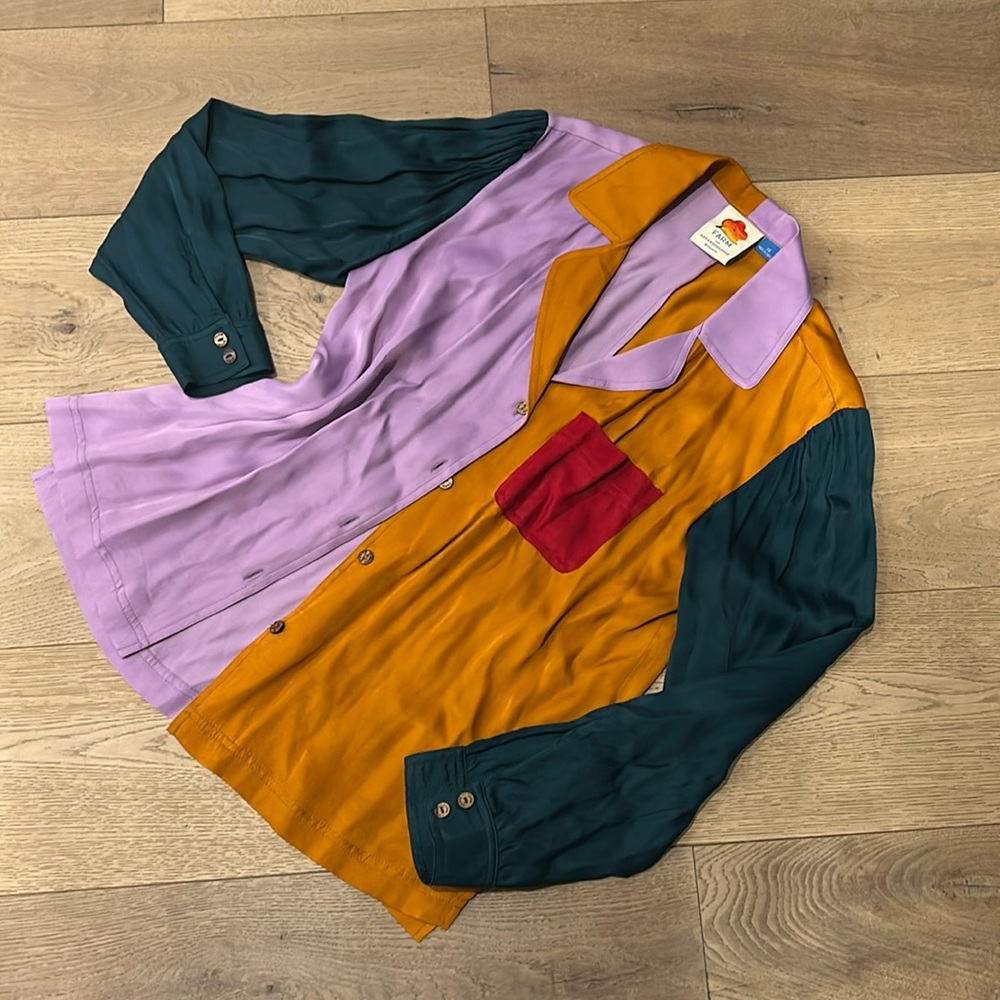 Farm Rio colour block long sleeved blouse